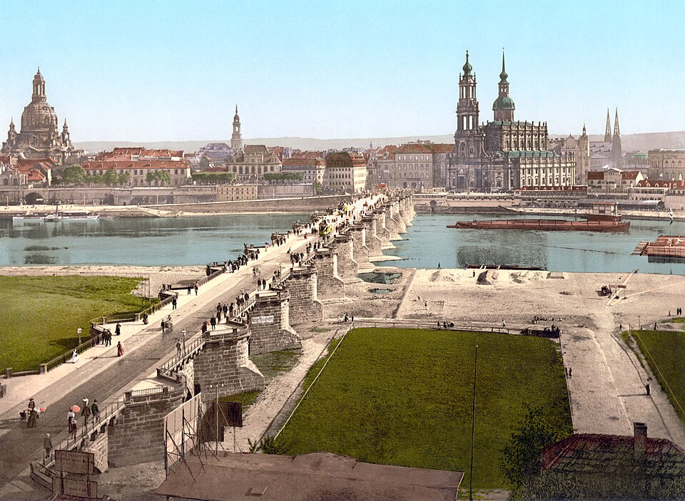 Historic view of Dresden across the Elbe