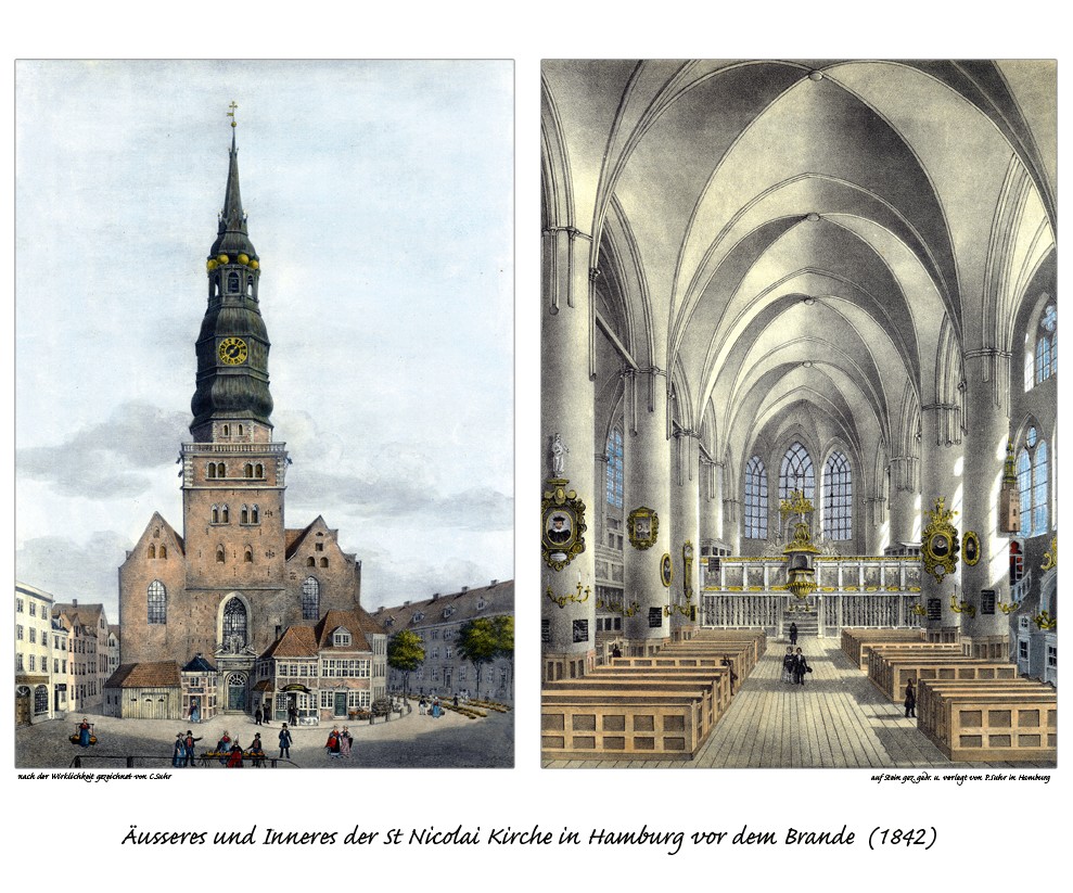 The old St Nikolai church, Hamburg, before the 1842 fire