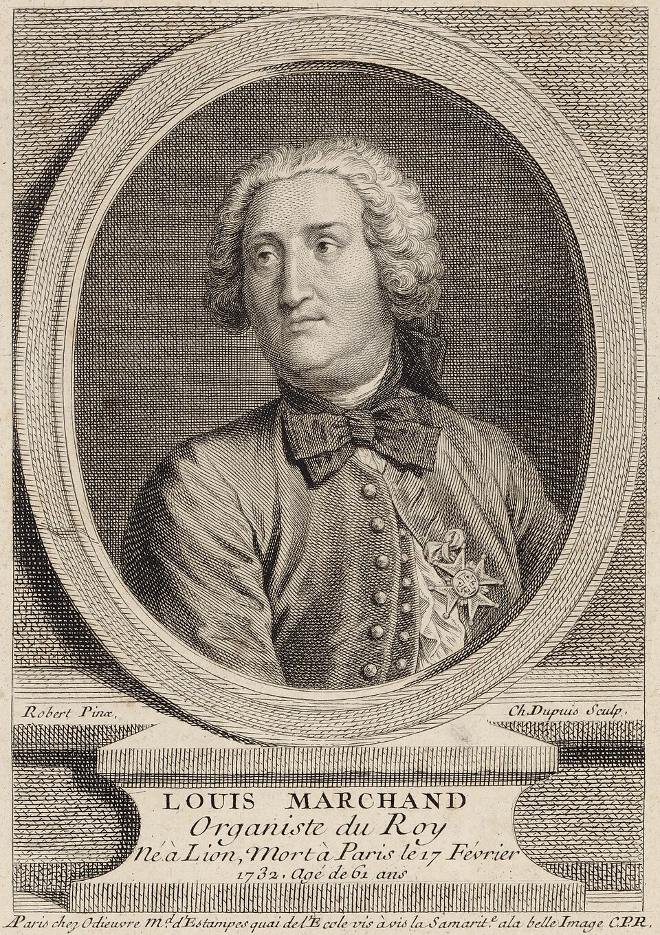 Engraved portrait of Louis Marchand