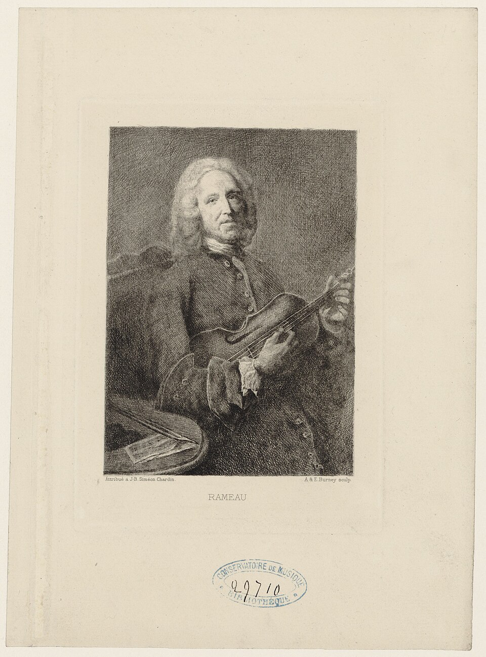 Engraving of Jean-Philippe Rameau after Chardin