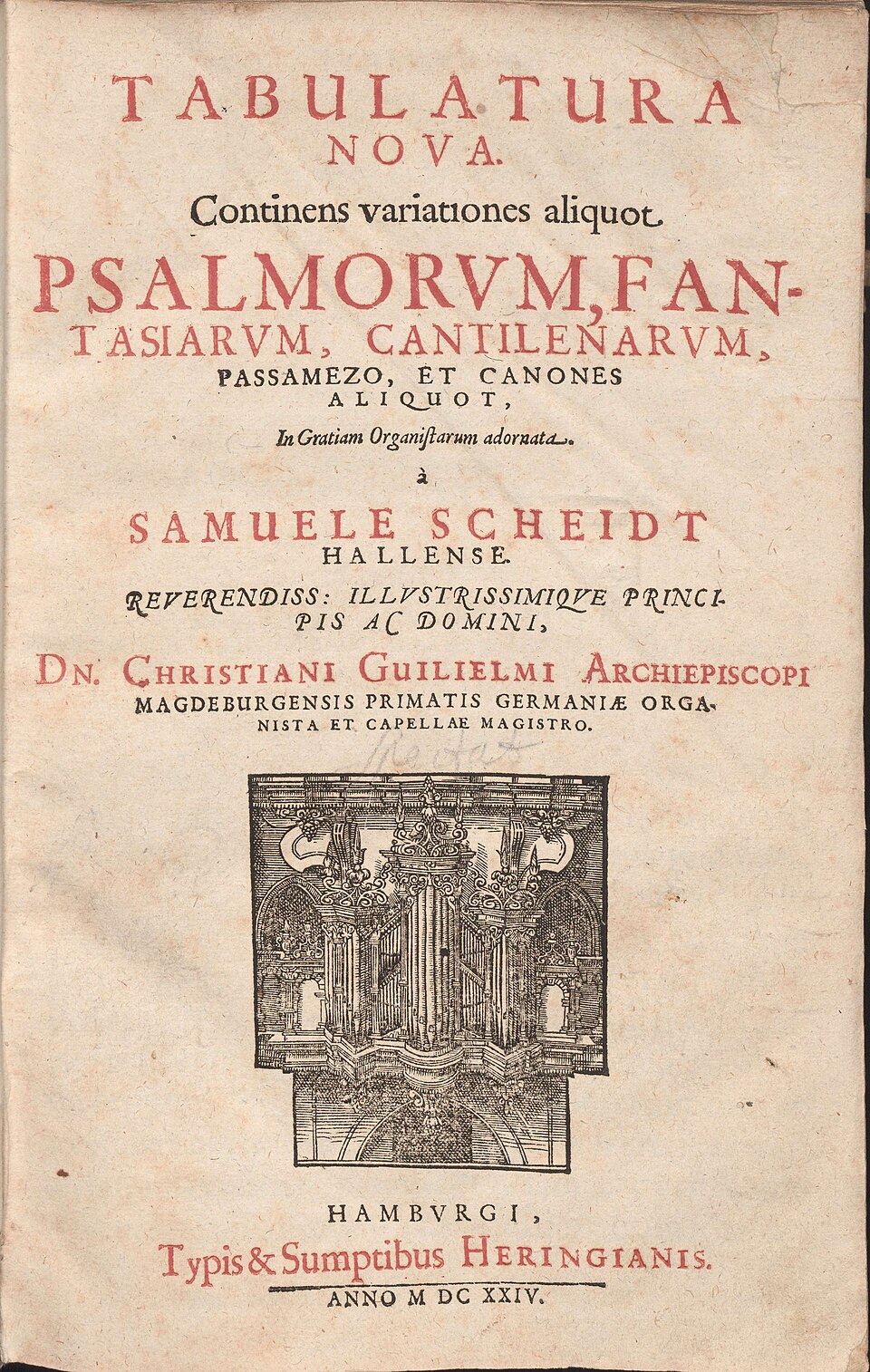 Page from Scheidt's Tabulatura Nova