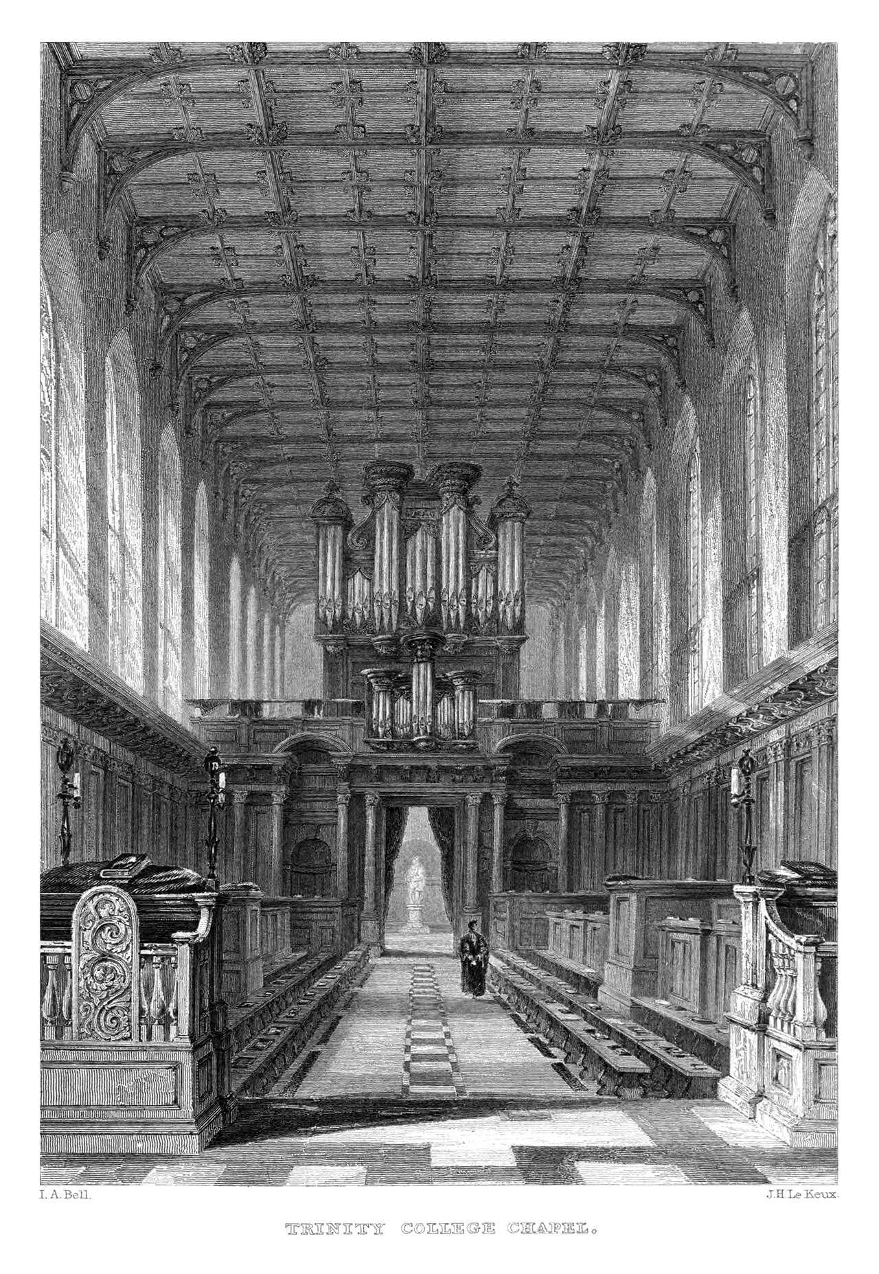 Trinity College Chapel, Cambridge, engraving c.1840