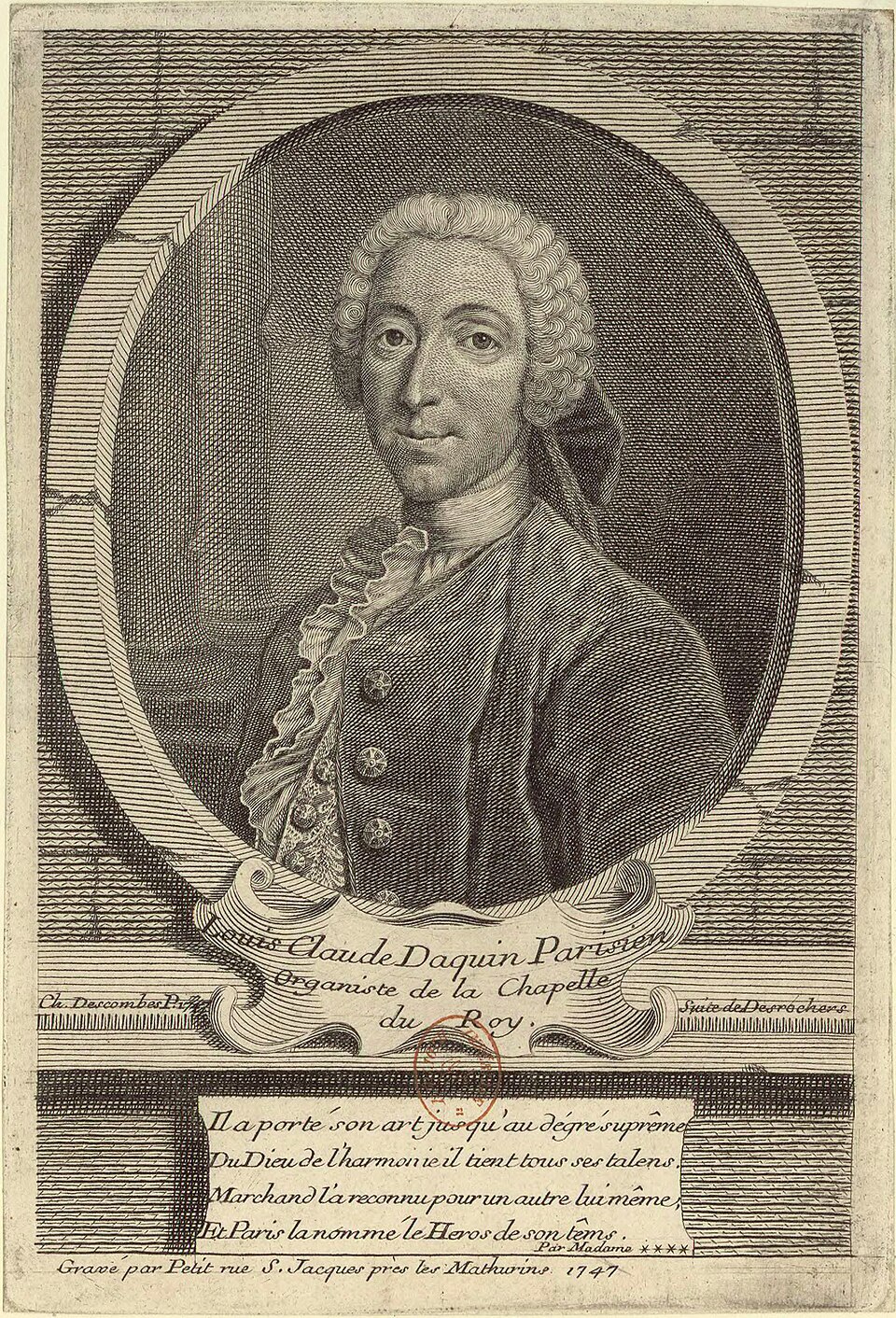 Historical portrait of Louis-Claude Daquin